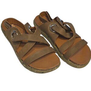 Kalso Dalyla Leather Sandals Olive Soles Size 9 W Strappy Walking Shoes